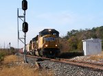 UP 5095  26Nov2012  NB out of CENTEX with mixed-merchandise 